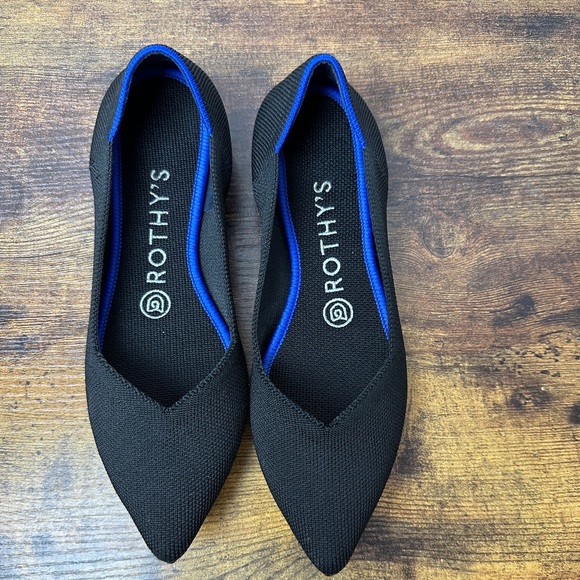 Rothys The Point Black Knit Comfort Slip On Ballet Flats Womens 6.5 Black - Picture 3 of 7